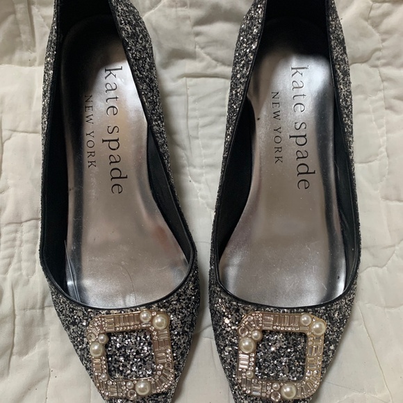 Kate Spade Buckle Up Glitter Flats Size 6.5 - Picture 1 of 10